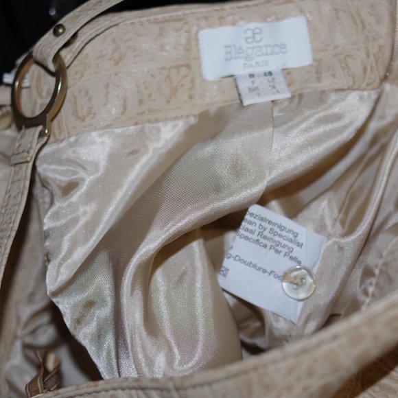 Elegance Paris Beige Leather Print mid-length skirt Size: 44 - Picture 4 of 4